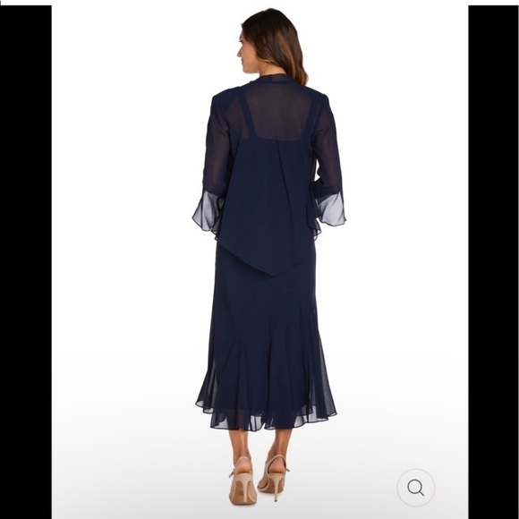 NWT R & M Richards beaded V-neck Two-piece dress black - Picture 3 of 16